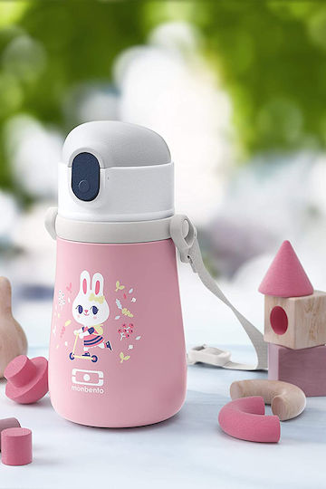 Monbento MB Stram Sticlă Pentru Copii Termos Oțel Inoxidable Cu Pai Roz 360ml