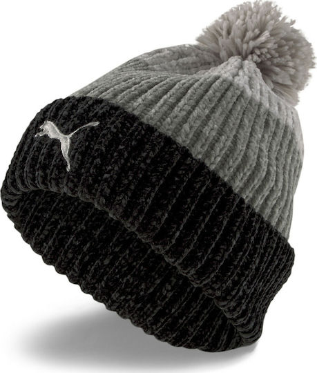Pom Pom Beanie Unisex Σκούφος Πλεκτός σε Γκρι χρώμα
