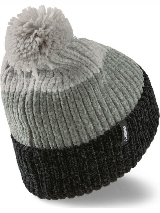 Pom Pom Beanie Unisex Σκούφος Πλεκτός σε Γκρι χρώμα