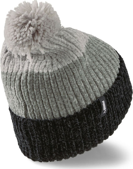 Pom Pom Beanie Unisex Σκούφος Πλεκτός σε Γκρι χρώμα