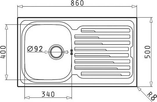 Maidtec Fedra 1B 1D Ένθετος Inox Σατινέ Μ86xΠ50cm Ασημί