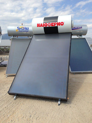 Sole Eco 150-1-S200 150 Liter Glass Tank Solar Water Heater with Double Heating Sources and 2m² Solar Collector