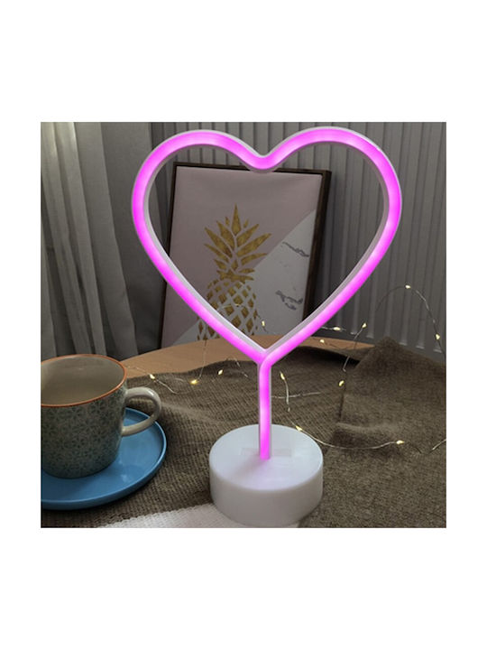 Decorative Lamp Heart Neon Battery White