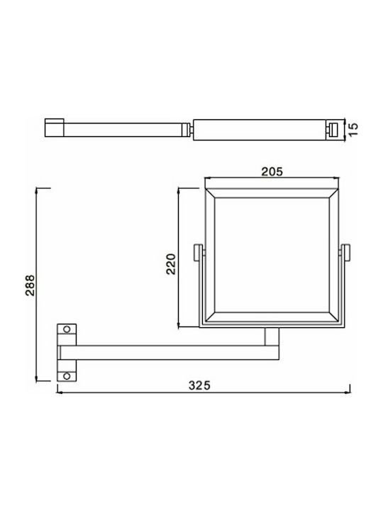 Karag Vergrößerung Rechteckiger Badezimmerspiegel aus Metall 20x22cm Silber