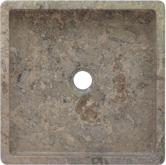 vidaXL Επικαθήμενος Νιπτήρας Πέτρινος 40x40cm Γκρι