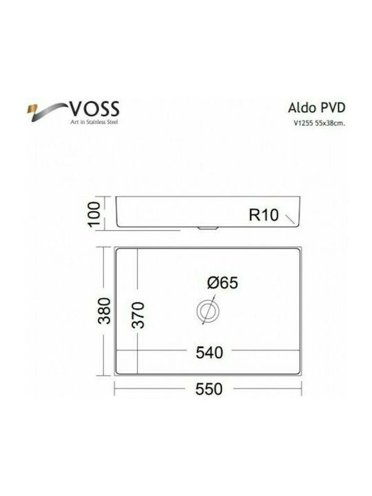 Voss Aldo Aufgesetztes Waschbecken Inox 55x38x10cm Black Brushed