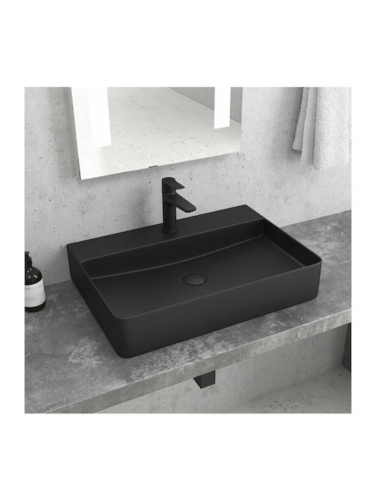 Karag LT 2173 Επικαθήμενος Νιπτήρας Πορσελάνης 50x42cm Black Matt