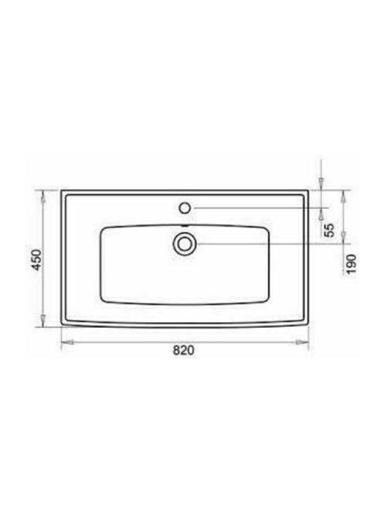 Tema SAF080 Επικαθήμενος Νιπτήρας Πορσελάνης 80x45cm Λευκός