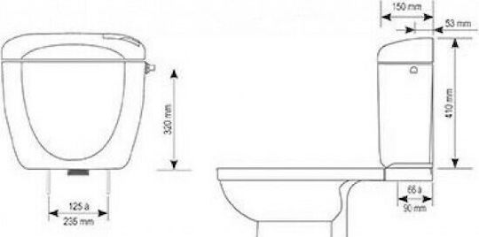 Siamp Rondo Universal Wall Mounted Plastic High Pressure Rectangular Toilet Flush Tank White