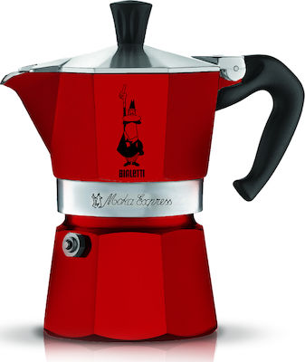 Bialetti Moka Express Stovetop Espresso Pot 3 Cups Roșu