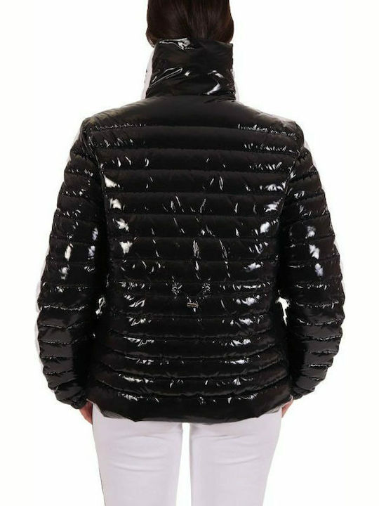Kurz Damen Puffer Jacke für Winter Schwarz