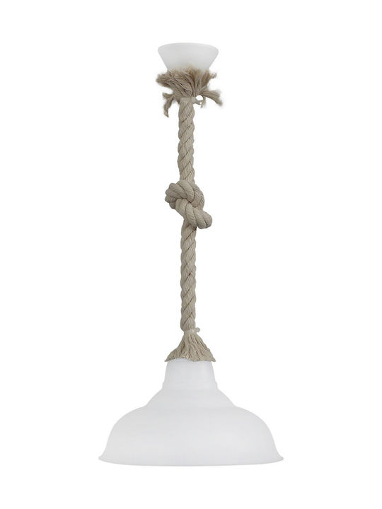 Heronia Public Rope UT-WH Vintage Κρεμαστό Φωτιστικό Μονόφωτο με Σχοινί και Ντουί E27 σε Λευκό Χρώμα
