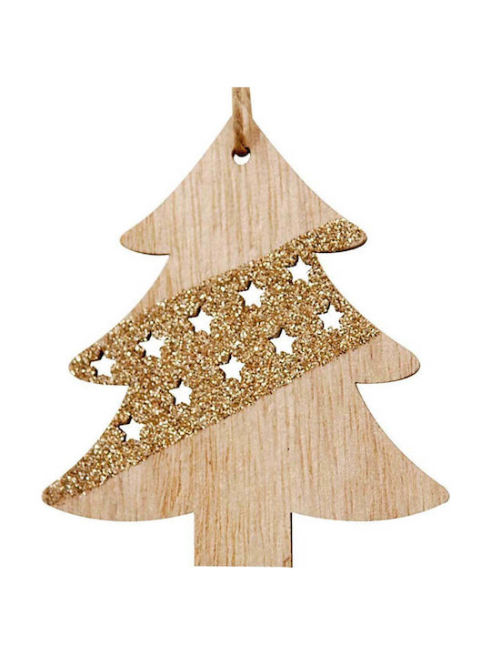 Lianos Weihnachtshänger Baum Holz Gold mit Goldstaub 9x9cm