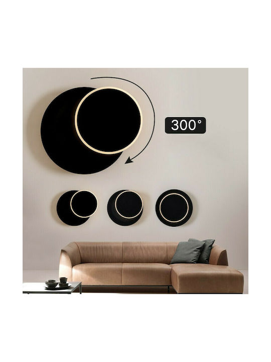 Leggenda Modern Leuchte Wand mit Integrierter LED und Warmweißes Licht Schwarz 25cm