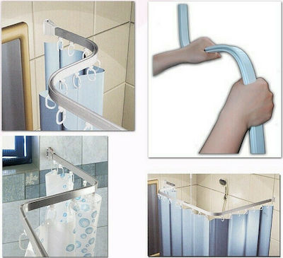 San Lorentzo Bendy SC7200 Flexible Shower Curtain Track Aluminium Silver 100x100cm