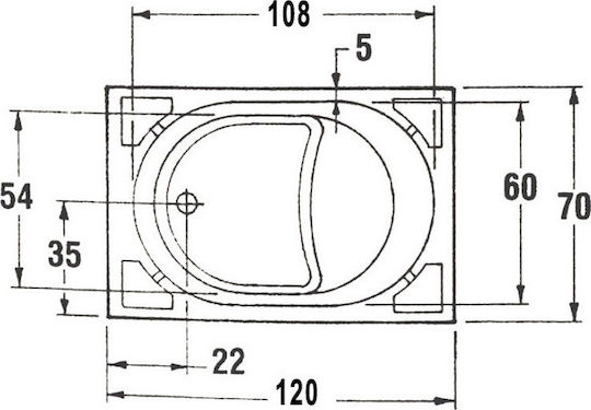 Sanitec Gloria 535 Μπανιέρα Ακρυλική 120x70x60cm με Κάθισμα