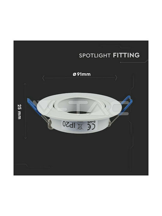 V-TAC Round Metallic Frame for Spot GU10 White 9x9cm. 1pcs