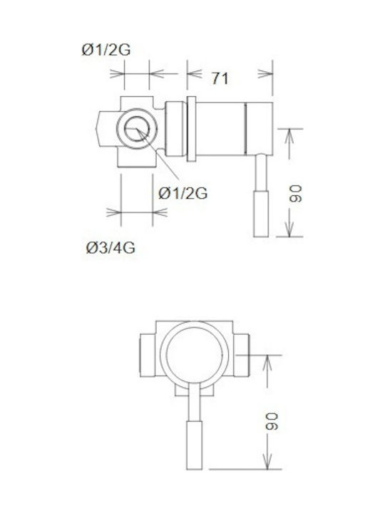 La Torre New Tech pentru Duș 3 ieșiri White Matt