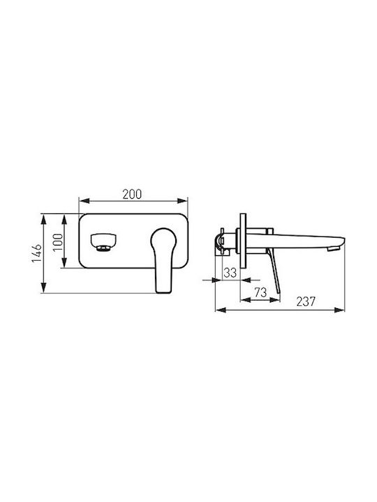 Ferro Stratos Set Mixer & Gură Îngropată pentru Lavabo 1 Ieșire Argintiu