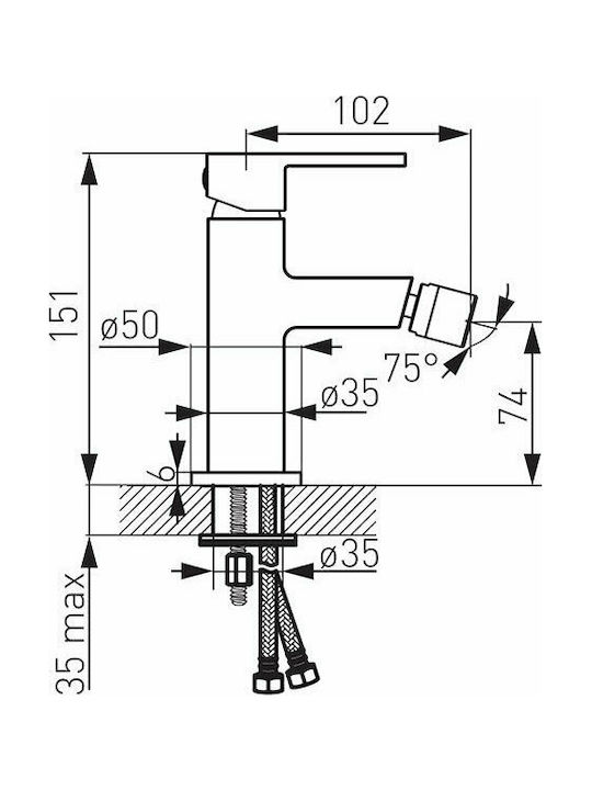 Ferro Zicco Wasserhahn Bidet Schwarz