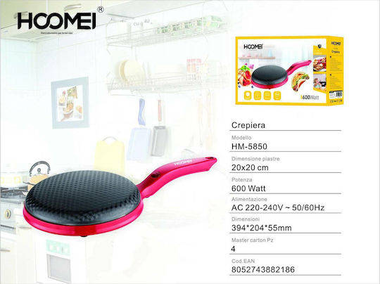 Hoomei Crepe Maker 20cm Roșu 600W