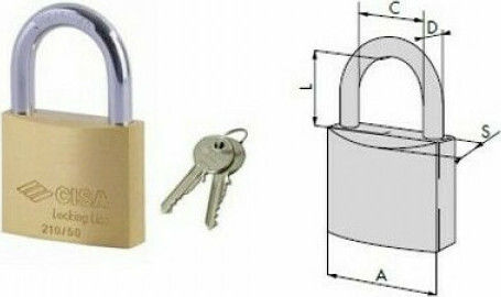 Cisa Steel Padlock Brass with Key 30mm 1pcs