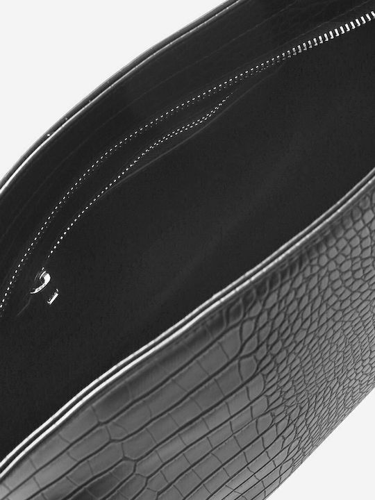 Scape Medium Matte Croco Γυναικεία Τσάντα Χειρός Μαύρη