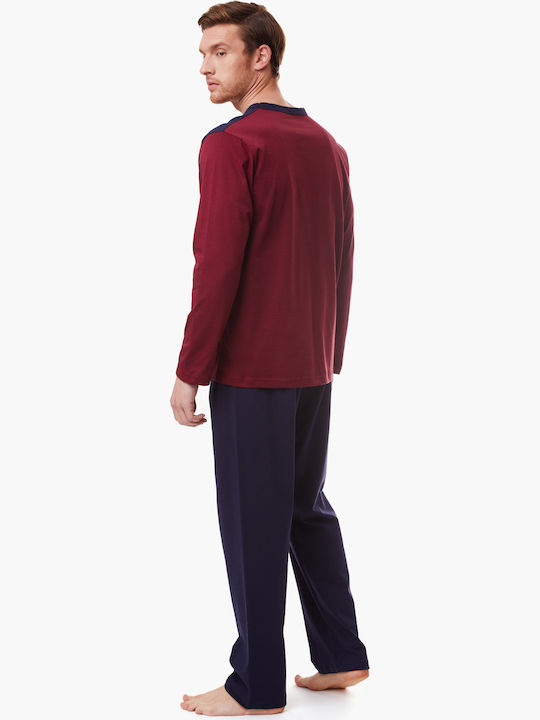 Minerva 90-70951 Men's Winter Cotton Pajamas Set Burgundy