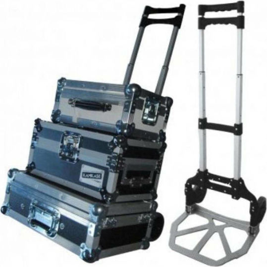 Transport Trolley Aluminum Trolley Telescopic Foldable for Weight Load up to 80kg Silver