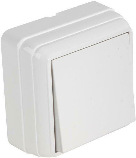 Eurolamp Wall-Mounted Electrical Wall Switch One-Way with White Frame