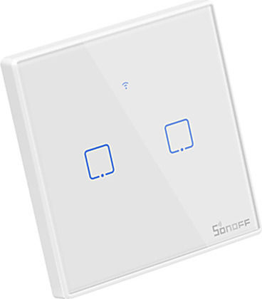 Sonoff TX T2 Încastrat Comutator de Perete Wi-Fi Iluminat Dublu cu Cadru Alb