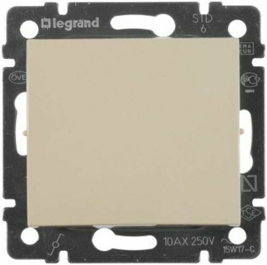 Legrand Valena Χωνευτός Διακόπτης Τοίχου Μονός χωρίς Πλαίσιο Ivory