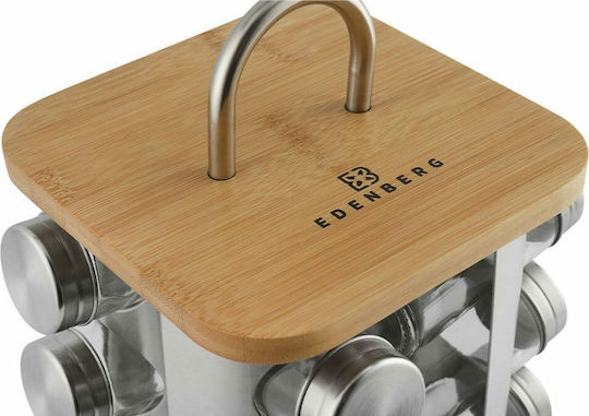 Edenberg Set Behälter Basis Gewürzbehälter Glas auf drehbarem Ständer Braun 17Stück 17Stück