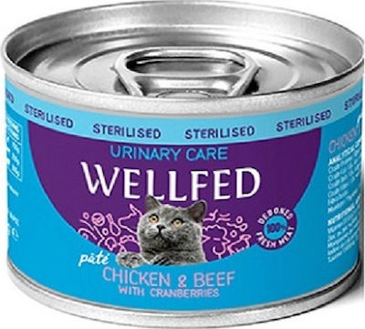 Wellfed Sterilised Urinary Care Wet Food for Adult Cats for Urinary Health In Can with Chicken / Calf Πατέ 1pc 200gr