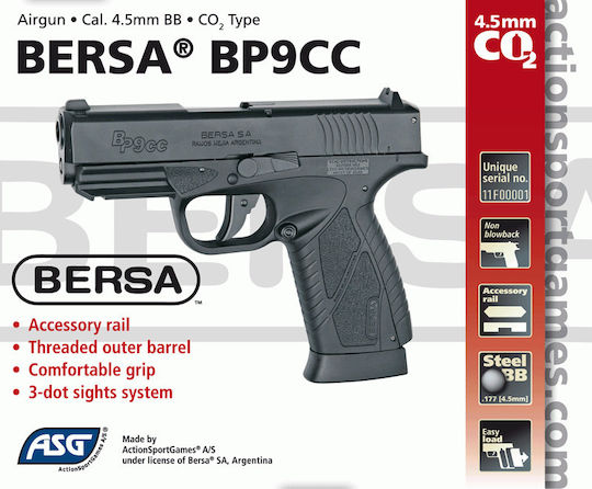 Asg Аеропистолет CO2 Bersa BP9CC 4.5мм