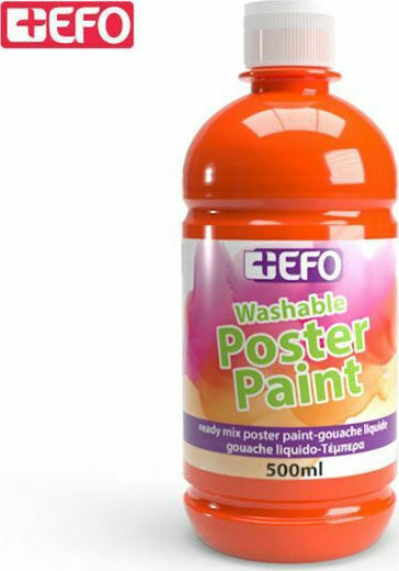 +Efo Poster Paint Τέμπερα Ζωγραφικής Πορτοκαλί σε Μπουκάλι 500ml