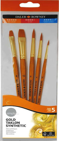 Daler Rowney Πινέλα Gold Taklon Συνθετικά 5τμχ