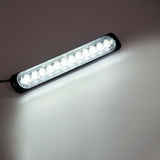 GloboStar PRO Series Μπάρα 10 Προγραμμάτων Φωτισμού Strobe SMD 3030 Ψυχρό Λευκό 6000K LED 10-30V - Λευκό