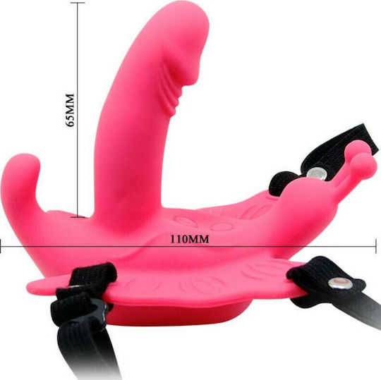 Baile Ultra Passionate Butterfly Harness With Remote Control Vibrator für Paare mit Fernbedienung 11cm Rosa