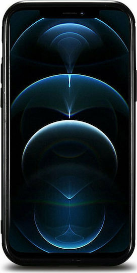 iCarer Oil Wax Umschlag Rückseite Leder Schwarz (iPhone 12 Pro Max)