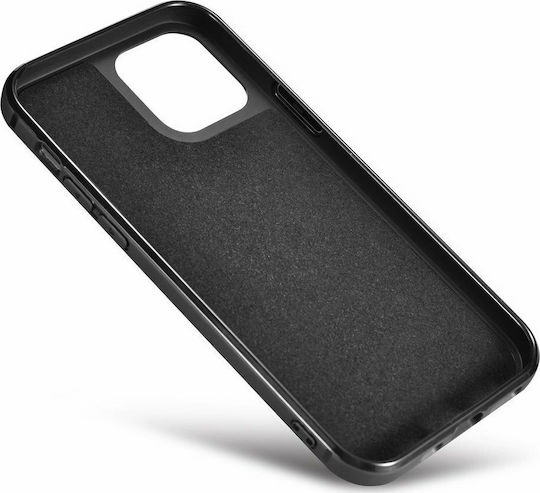 iCarer Oil Wax Umschlag Rückseite Leder Schwarz (iPhone 12 Pro Max)