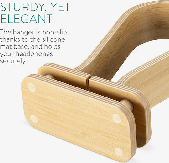 Navaris Omega Desktop Headphone Stand Light Βrown Βamboo