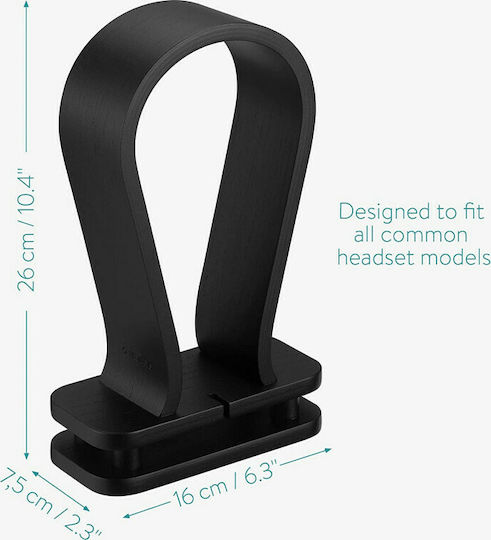 Navaris Omega Desktop Headphone Stand Black Oak