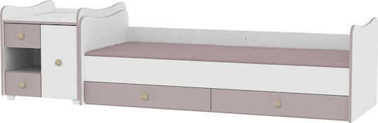 Lorelli Κούνια Minimax White/Pink Crossline με Συρτάρι