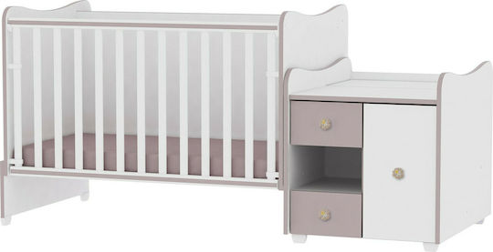 Lorelli Κούνια Minimax White/Pink Crossline με Συρτάρι