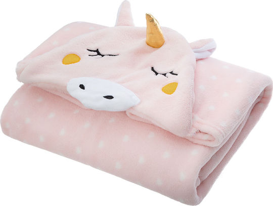Κουβέρτα Fleece Unicorn Ροζ 107x137εκ.