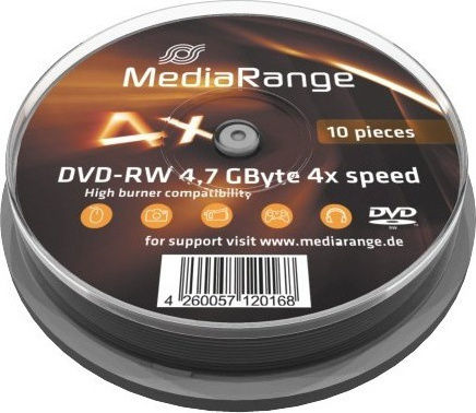 MediaRange Презаписваеми DVD-RW 4x 4.7ГБ Кутия за торта 10бр