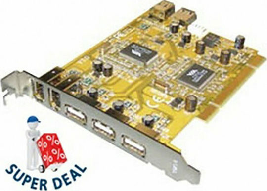 PCI Карта с 5 Порта Firewire 800 / USB 2.0