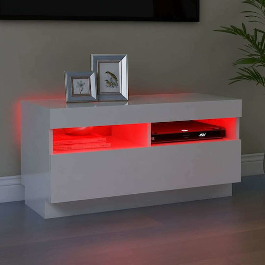 Stand TV Cu Iluminare LED Alb L80xA35xÎ40cm