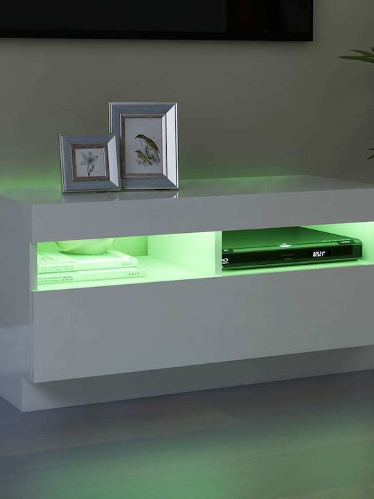 TV Stand with LED Lighting White L80xD35xH40cm